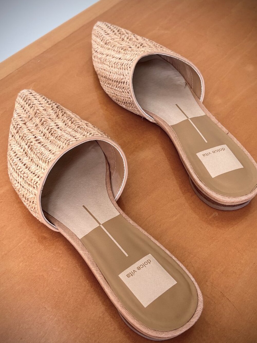 Dolce Vita "Ezra" Pointed Natural Raffia Flats, 7M - Picture 2 of 14